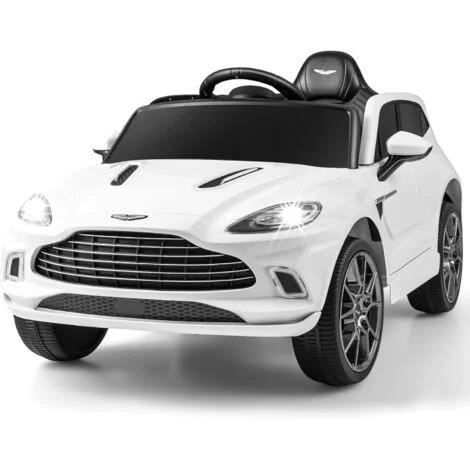 COSTWAY Aston Martin DBX Auto Elettrica per Bambini, 12 V Macchina Elettrica con Telecomando e Luci LED, Partenza Lenta Clacson, Regalo per Bambini 3-8 Anni (Bianco)