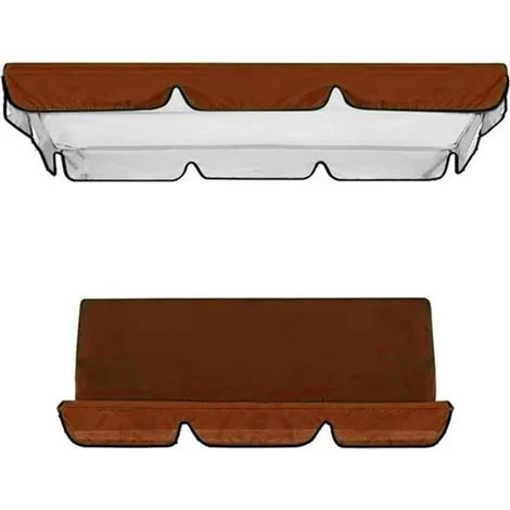 Kit di ricambio per altalena a 3 posti con tetto regolabile e cuscino per seduta, per altalena da giardino, 1 coprisedile e copertura (marrone, 164 x 114 x 15 cm/1505010 cm)