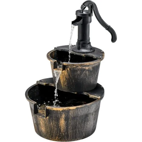 COSTWAY Fontana da Giardino a 2 Livelli, Fontana Rustica con Pompa Regolabile e Ricircolo di Acqua, Fontanella per Giardino Prato e Terrazza, 45,5 x 41 x 68 cm, Bronzo Antico