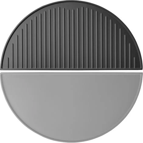 Wiltec Piastra in ghisa rigata, forma a mezza luna, 49,8 x 24 x 1,5 cm, griglia in ghisa per barbecue, bistecchiera, ideale per grigliare carne, pesce, verdure