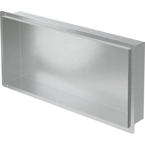 LuxeBath Nicchia a Parete senza Cornice in Acciaio Inossidabile 60x30x10 cm Argento Nicchia da Muro senza Bordo per Bagno Ripiano da Incasso senza Telaio per Doccia Contenitore per Utensili da Bagno