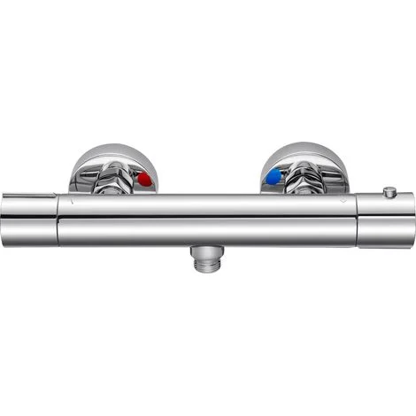 Auralum Max Termostato doccia con pulsante di sicurezza 38°C, miscelatore termostatico doccia, miscelatore acqua calda e fredda per bagno - Cromato