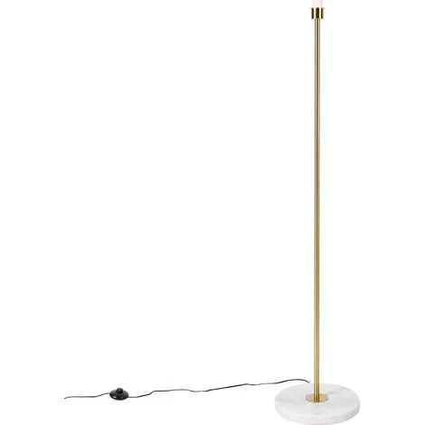 QAZQA Lampada da terra Kaso - Moderno - Acciaio,Marmo - Ottone/Bianco - Oblungo Max. 1 x Watt