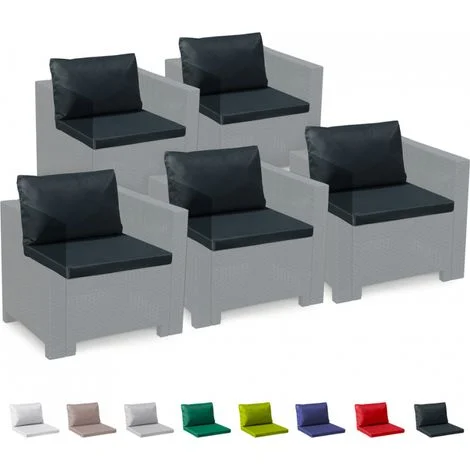 Cuscini ricambio salotto rattan impermeabili Bica Grand Soleil set 5 posti - Nero