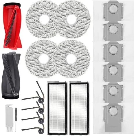 Accessori VUSZR per aspirapolvere Roborock Qrevo Curv, Qrevo Edge, 2 spazzole principali, 2 filtri HEPA, 6 sacchetti per la polvere, 4 panni per la pulizia, 4