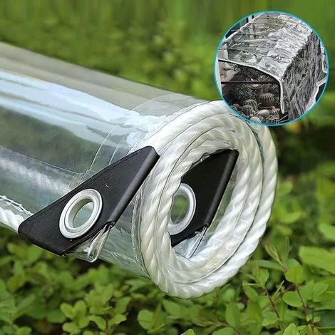 Telo impermeabile in polietilene trasparente per giardino con occhielli e cordino, antigelo ad alta resistenza, anti-UV e antivento, copertura isolante per serra.