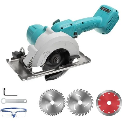 Sega circolare compatibile con batteria Makita da 18 V, mini sega a batteria con lame da 5 pollici in 3 pezzi, smusso 0-45°/profondità di taglio 40 mm, per tagliare il legno, batteria non inclusa