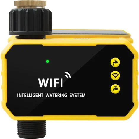 Centralina di irrigazione intelligente WiFi G3/4, con sensore pioggia, alimentazione solare e batteria da 3200 mAh (nera)