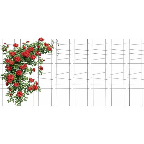Relaxdays Griglia per rampicanti, set 8, HxL: 115 x 28 cm, metallo, giardino e vasi, nero