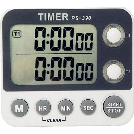 Timer da cucina, timer da cucina a 2 canali, volume del cicalino regolabile, timer di cottura, cronometro, ampio schermo LCD, retro magnetico, batteria e cordino inclusi