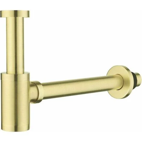 Sifone per lavello in acciaio inox, sifone per lavello in ottone per lavabi e lavelli, sifone universale 1 1/4 x 32 mm, regolabile, antiodore, oro spazzolato