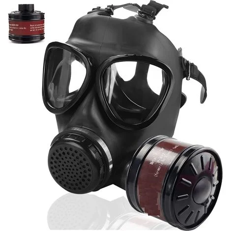 Maschere antigas per la sopravvivenza nucleare e chimica, maschera antigas con filtro a carbone attivo da 40 mm, maschera respiratoria tattica per sostanze chimiche, gas, vernice, vapori, saldatura