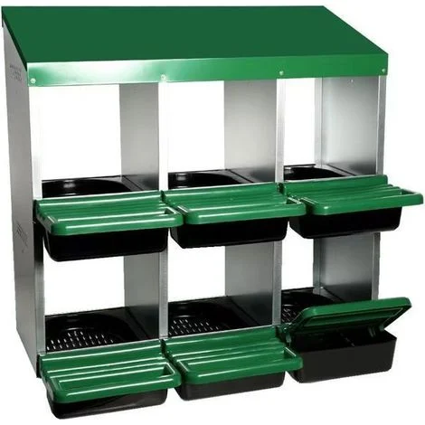 Nido per galline - Divit NK3 - 6 posti di deposizione - Verde vivo - 80 x 52 x 76,7 cm