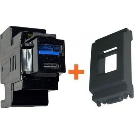 Perry presa caricatore USB A+C 3A compatibile Vimar Idea grigia - 1MCUSB002A