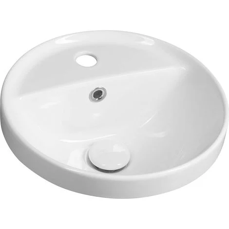 Sapho Lavabi - Lavabo, diametro 38 cm, con troppopieno e foro per rubinetto, bianco TU0652