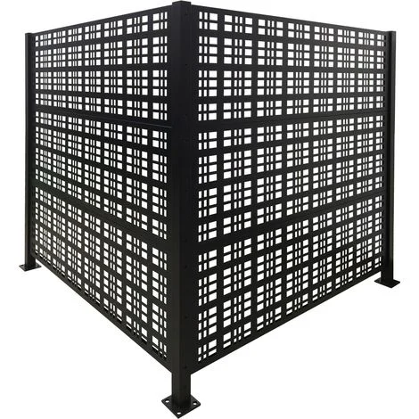 Relaxdays Copertura bidoni Square, 2 pannelli 120x120cm, modulare, nero, Recinzioni decorative
