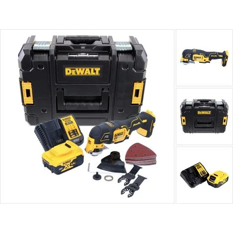 DeWalt DCS 355 D1 18V XR Utensile multifunzione ad oscillazione a batteria in valigetta TSTAK + Kit 29 pezzi + 1x Batteria 5,0 Ah + Caricatore