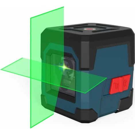 Livella laser verde, linea laser autolivellante 15 m ± 0,2 mm/m, laser a croce verde orizzontale e verticale da 1 m, antiurto, impermeabile e antipolvere IP54, custodia protettiva e 2 batterie AA incl
