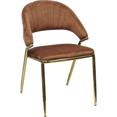 Sedia Pasadena imbottita velluto bronzo e gambe oro per sala e ristorante