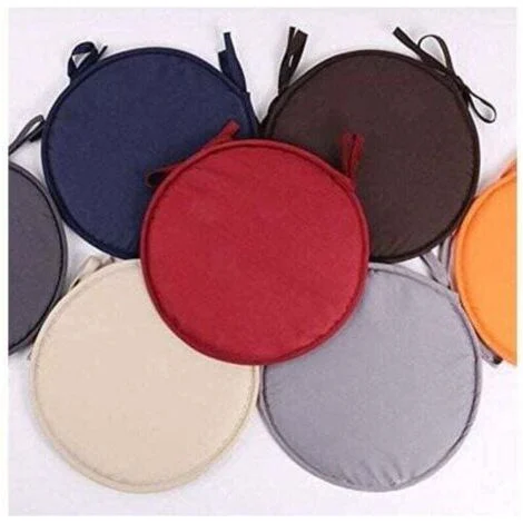 Set di 4 cuscini rotondi per sedie e tavoli da pranzo con coulisse, 38 cm (grigio scuro)