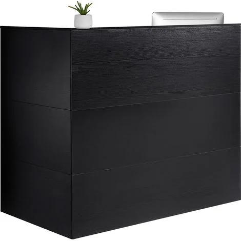 VEVOR Banco Reception 1400 x 800 x 1200 mm Tavolo da Banco a Forma di L, Tavolo di Vendita per Ufficio con Cassetto, Ripiano per Tastiera e Armadietto, per Cassa, Hall, Salone di Bellezza, Nero