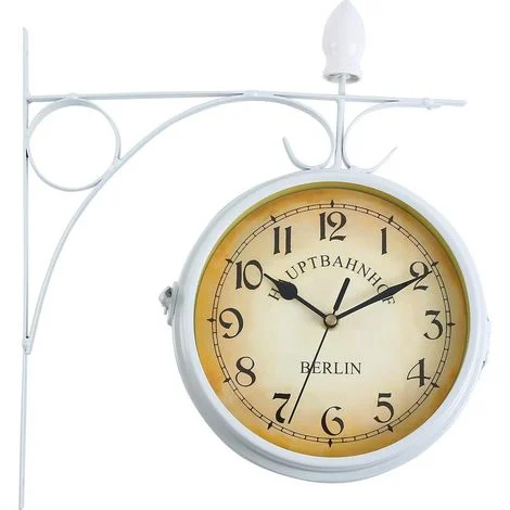 Orologio da stazione retrò, orologio da parete a doppio quadrante per uso interno ed esterno