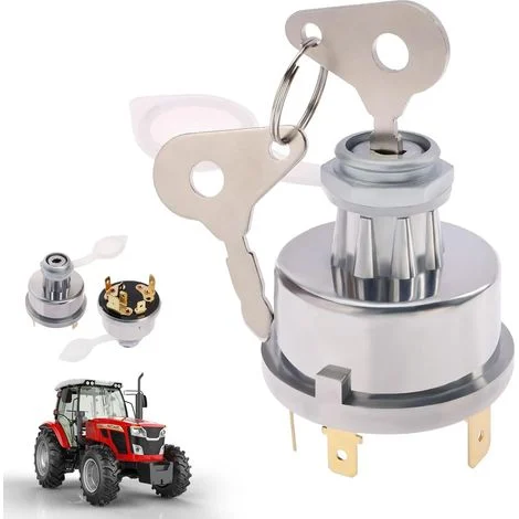 Interruttore di accensione universale35670 12V/24Vcon2chiavi,Compatibile con Massey Ferguson,JCB,AS,Interruttore di avviamento motore Lucas in metallo resistente per trattori e macchinari industriali