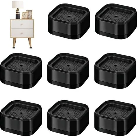 Set di 8 rialzi impilabili per mobili, rialzi neri per gambe del letto, altezza singola 3,5 cm, rialzi regolabili per mobili, per lavatrici, divani, tavoli, armadi