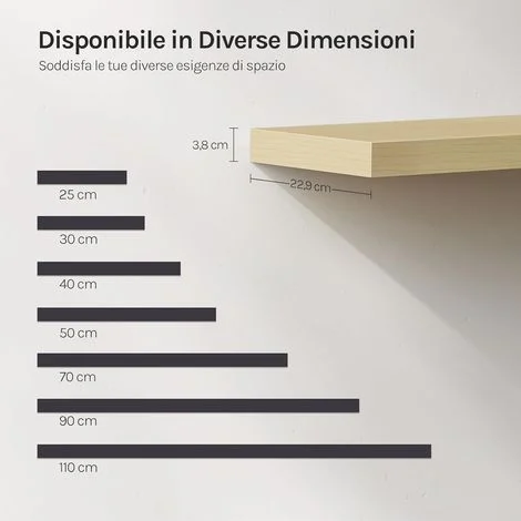 WOLTU 2x Mensola da Muro, Mensola da Parete, per Soggiorno Studio Cucina, 40cm, Rovere giallo