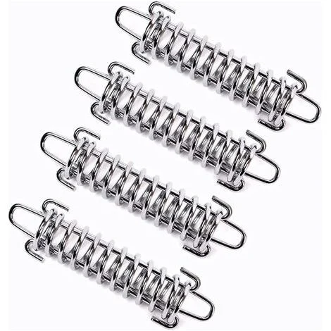4 molle per vela parasole, molla tenditore per vela parasole, molla di tensione per tenda da campeggio, fibbia in acciaio per corda a molla per tenda (argento)