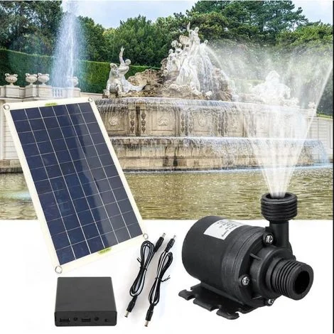 Pompa solare per acqua da 50 W in silicio monocristallino, funzionamento continuo, bassa rumorosità, motore brushless a corrente continua, con ugello da 4 minuti.
