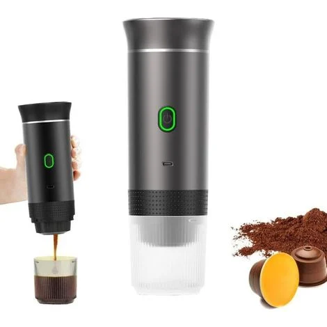 Macchina per espresso portatile, autoriscaldante, 4-6 minuti, macchina per caffè portatile 3 in 1, tempi di ricarica lunghi, 50 capsule, per un piccolo