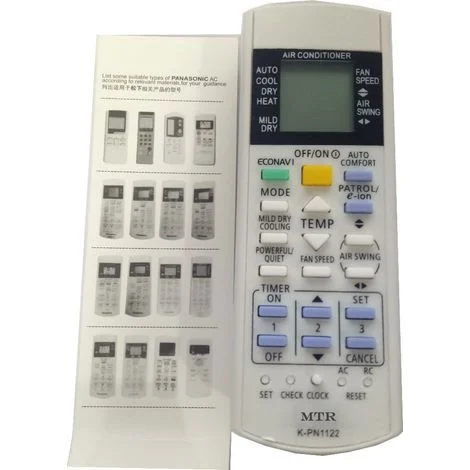 Telecomando universale specifico per condizionatore d'aria Panasonic National, compatibilità completa con pompa di calore inverter, istruzioni multilingue, pronto all'uso in pochi secondi