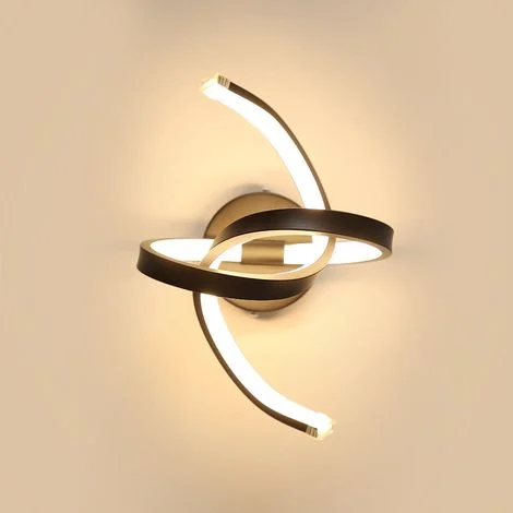 GOECO LED Lampada da Parete Interno, 16W Applique da Parete di Design Curve, Lampada a Muro Moderno in Acrilico per Corridoio, Scale, Ingresso, Camera da letto, 3500K Bianco Caldo