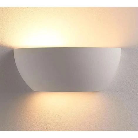 Applique Da Parete Coppa In Gesso Verniciabile Attacco R7s Luce Doppia Emissione