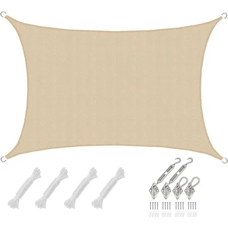 3x5 Vela Solare Rettangolare Traspirante - Tenda da Sole con Fissaggio Inox
