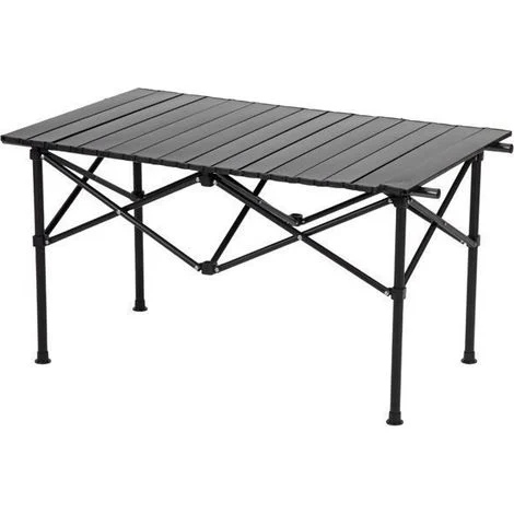 Tavolo da campeggio - K IKIDO - 90x50x54cm - Acciaio al carbonio - Carico 60KG - Nero