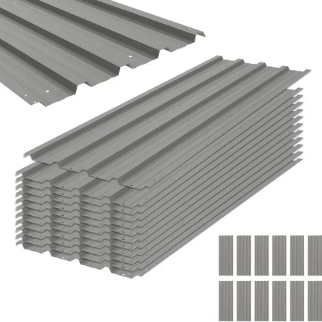 Kit di copertura in lamiera ondulata Irovami da 12 pannelli in acciaio zincato grigio chiaro per tetti e pareti