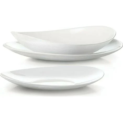 Servizio di Piatti ovale bianco da tavola per 6 persone da 18 pezzi antiurto in vetroopale elegante raffinato temperato ideale in lavastogliglie e microonde in cucina di casa o uso professionale