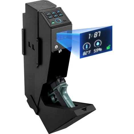 VEVOR Cassaforte per Pistola con Impronta Digitale Password Tastierino a 6 Cifre Chiave, Cassaforte per Pistole con LED Capienza 1 Pistola e Caricatore 190 x 98 x 425 mm, Custodia per Comodino