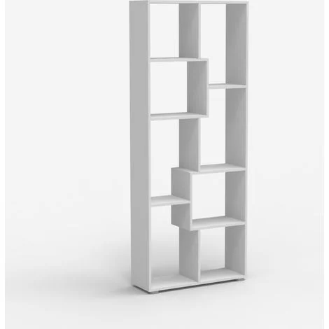 Libreria design moderno da soggiorno studio bianca in legno Kajes