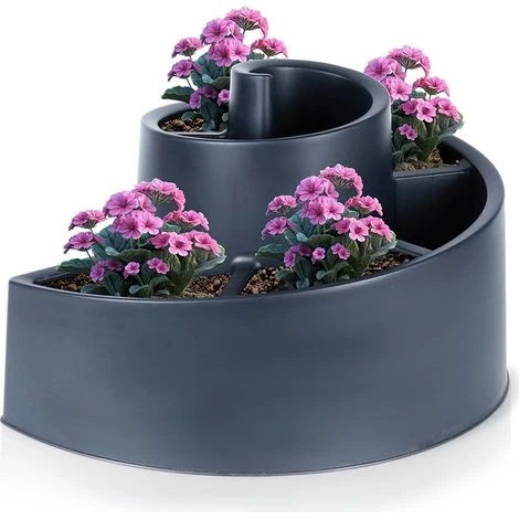 Supporto per fiori da giardino a spirale in plastica nera, dimensioni 53x43,5x32,5 cm.