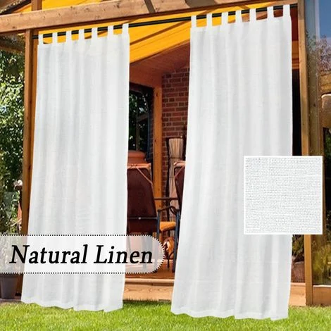 2 pannelli per tende da esterno, impermeabili e antivento, effetto lino, tende morbide e spesse per patio, gazebo, 132 x 213 cm, beige