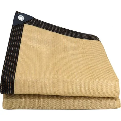 Rete ombreggiante con occhielli, vela ombreggiante con protezione UV, telo ombreggiante rettangolare, per pergolato, fiori, patio, prato, esterno, giallo terra, 6×7 m