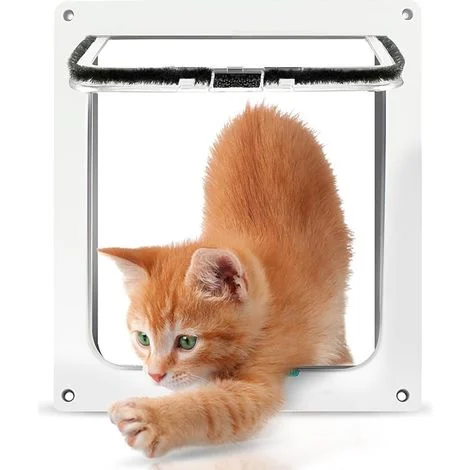 Gattaiola in acrilico, gattaiola per cani da interno, porta scorrevole per patio, porte per gatti con chiusura magnetica a 4 vie, passaggio per gatti, per animali domestici, bianco, 21213 cm