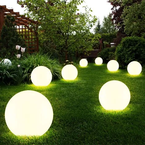 Sfera luminosa solare da giardino LED decorazione da giardino sfera solare per esterni 20 cm Sfera luminosa solare, durata della luce circa 6-8 ore, H 62 cm, set da 8