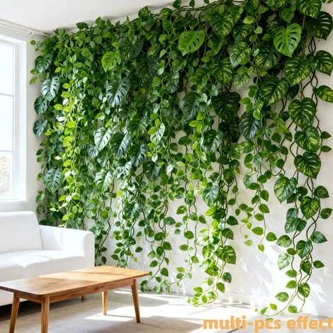 Pianta Artificiale Monstera Sospesa 720 cm – Piante Appese Decorative per Interni ed Esterni, Fogliame Tropicale Finto per Giardino, Balcone e Feste