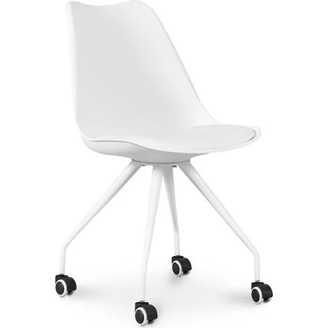 Sedia da ufficio con rotelle - Sedia da scrivania bianca - Canva Bianco