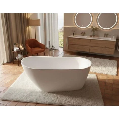 Vasca da bagno freestanding da design 170x78cm centro stanza acrilico LINDA Bianco Lucido