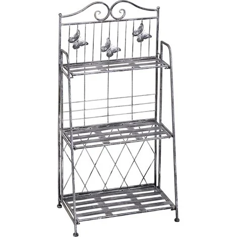 Portapiante Fioriera a Scaffale a 3 Ripiani da Giardino Balcone interno Grigio Argento 44x25x96 cm
